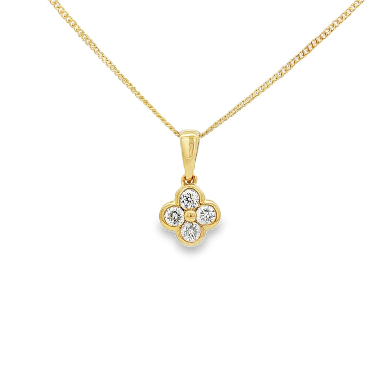 Diamond Flower Shape 0.25ct 18ct Yellow Gold Pendant