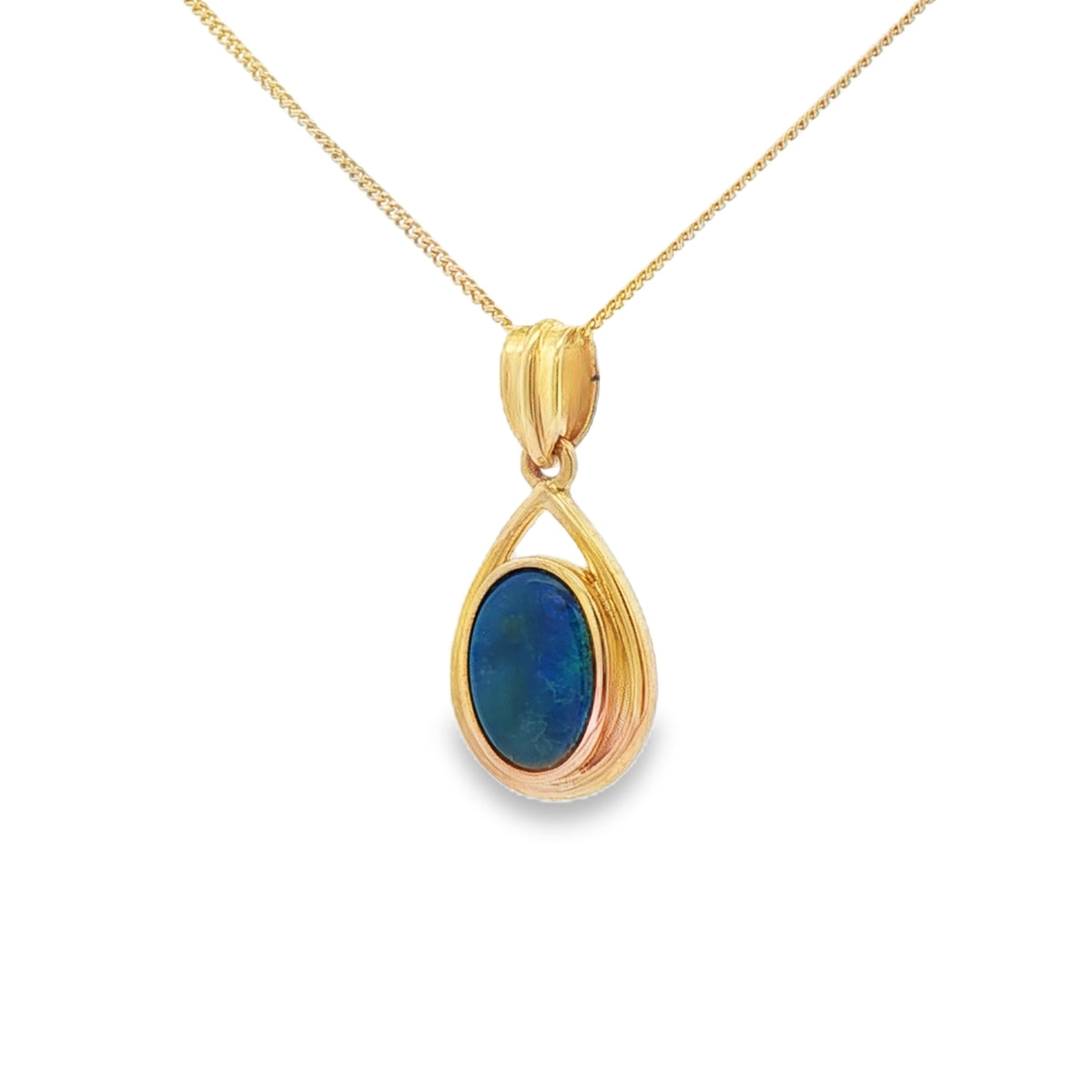 Opal 10x8 Doublet 9ct Yellow Gold Pendant
