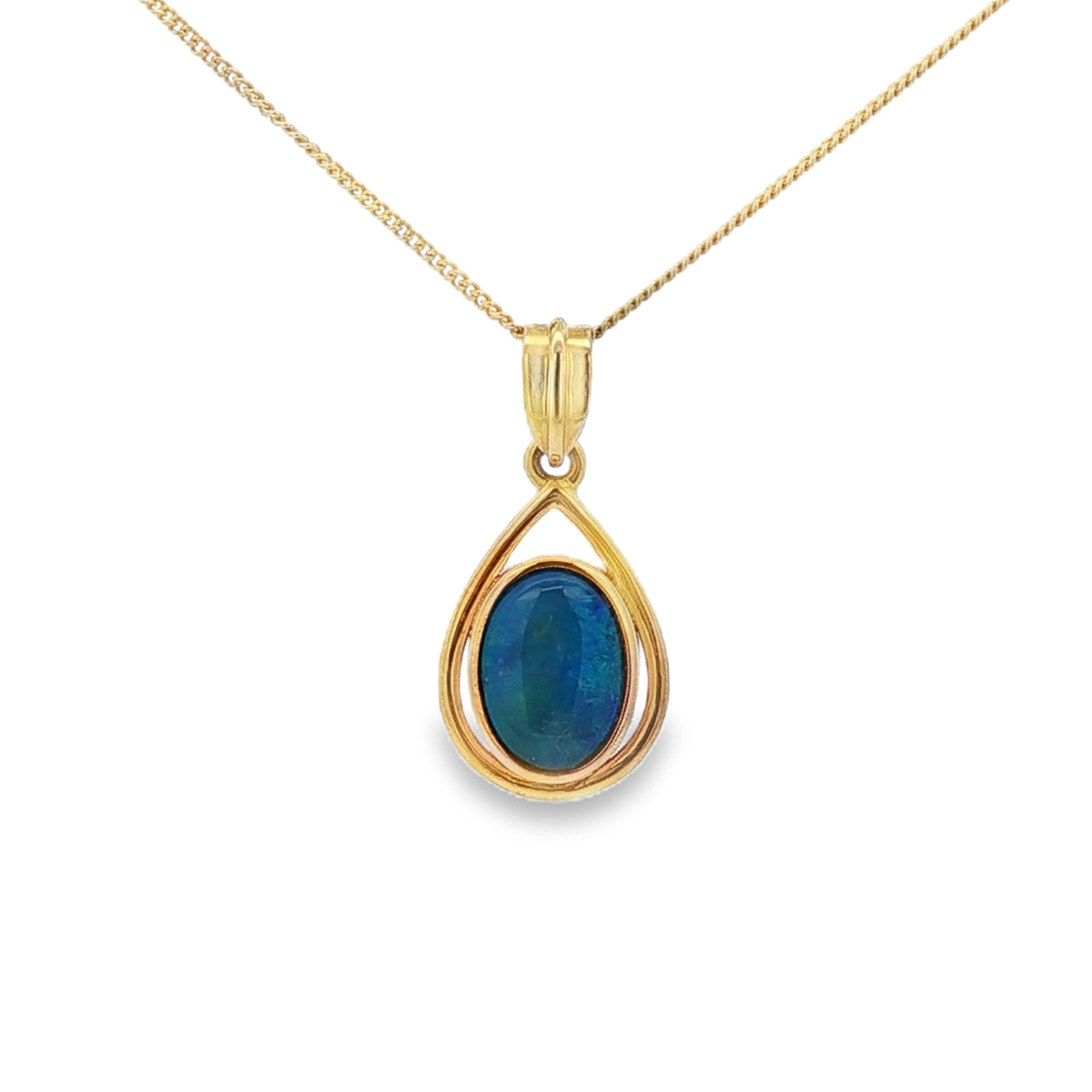 Opal 10x8 Doublet 9ct Yellow Gold Pendant