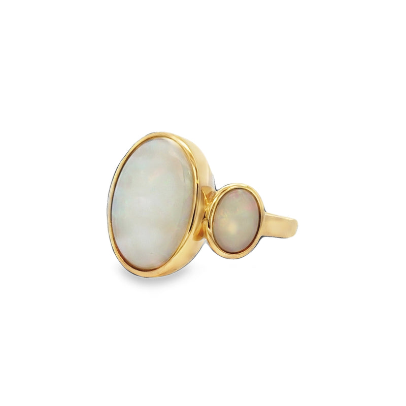 Opal Solid Trilogy 9ct Yellow Gold Ring