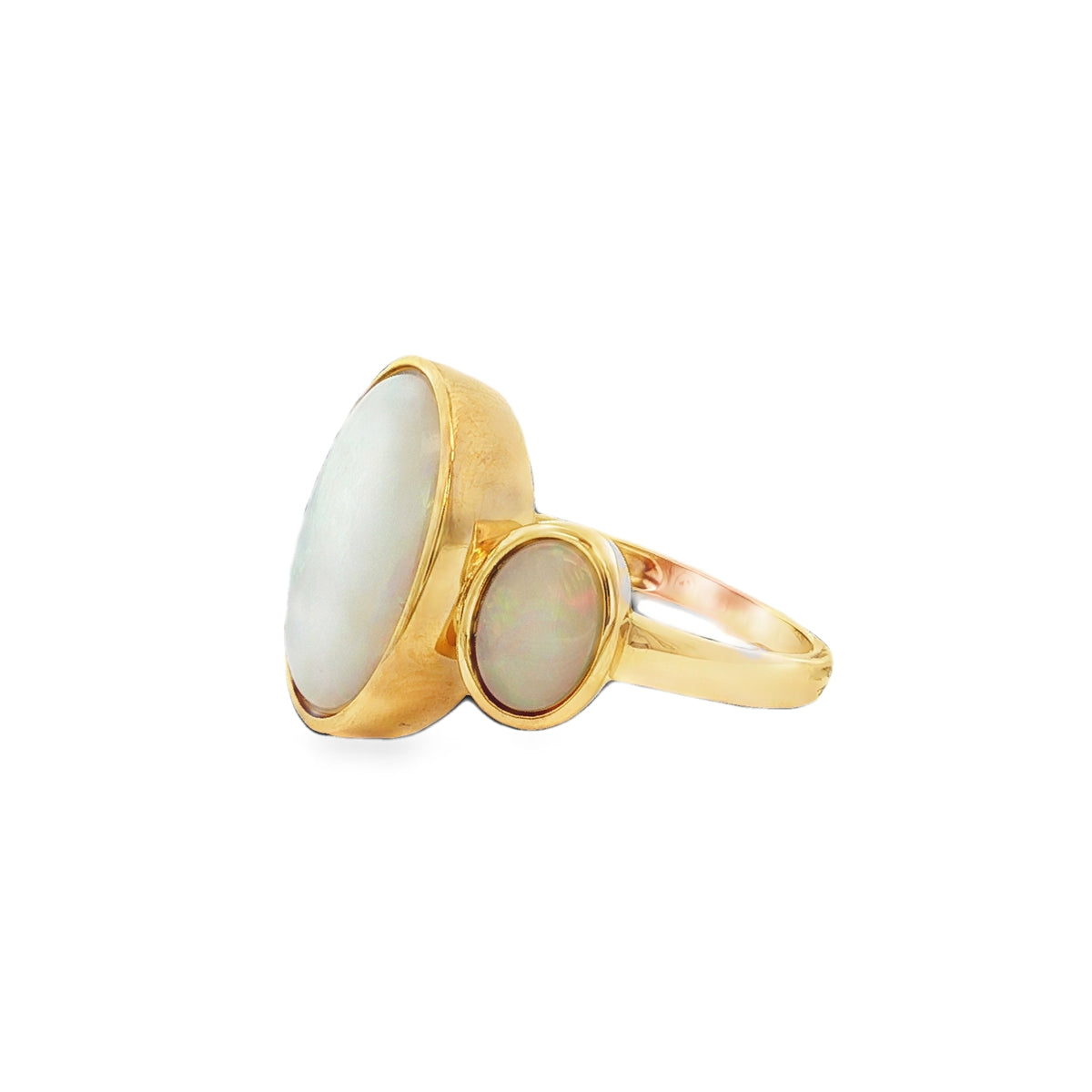 Opal Solid Trilogy 9ct Yellow Gold Ring