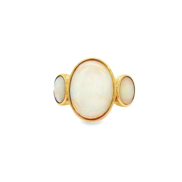 Opal Solid Trilogy 9ct Yellow Gold Ring