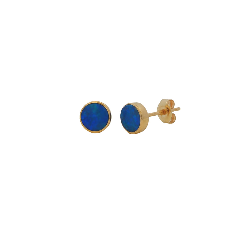 Opal Doublet Round 4mm 9ct Yellow Gold Stud Earrings
