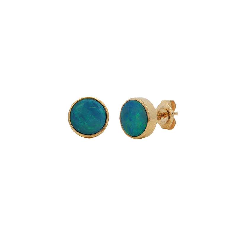 Opal Doublet Round 7mm 9ct Yellow Gold Stud Earrings