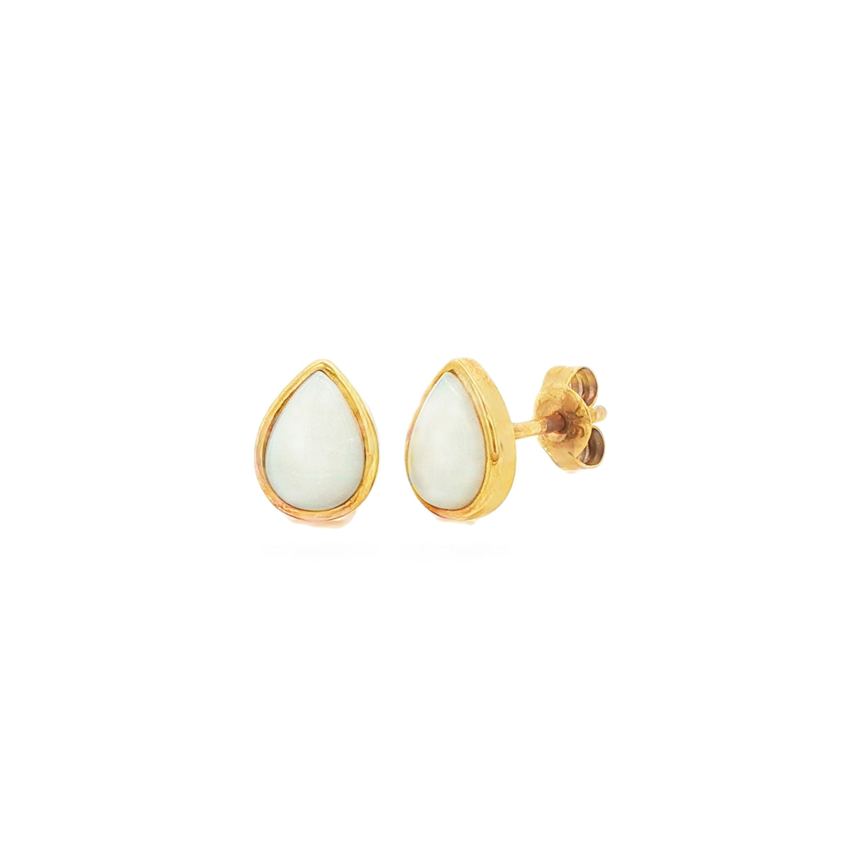 Opal Solid Pear Drop 9ct Yellow Gold Earrings