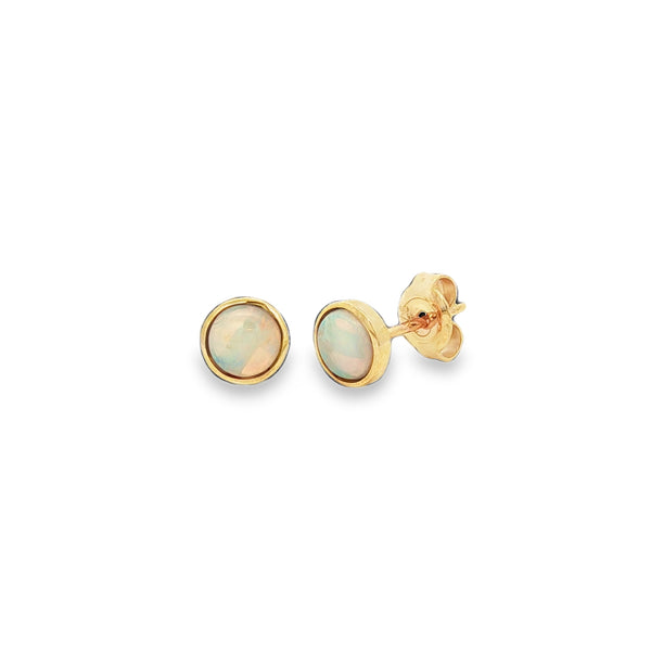 Opal Solid Round 5mm 9ct Yellow Gold Stud Earrings