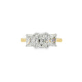 Diamond 3 Stone 2.40ct Radiant Cut 18ct Yellow Gold & Platinum Ring