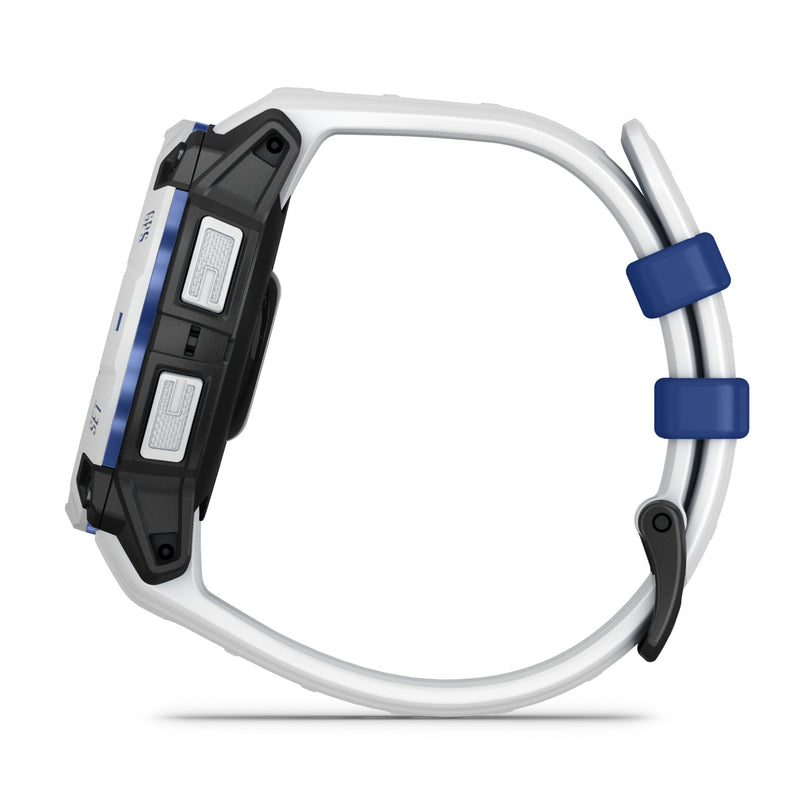 Garmin Instinct 3 - 45mm, Solar, Whitestone with Whitestone/Bolt Blue Band 010-02934-03