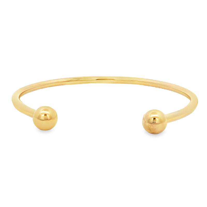 9ct Yellow Gold Torque Bangle with Solid Bead Ends