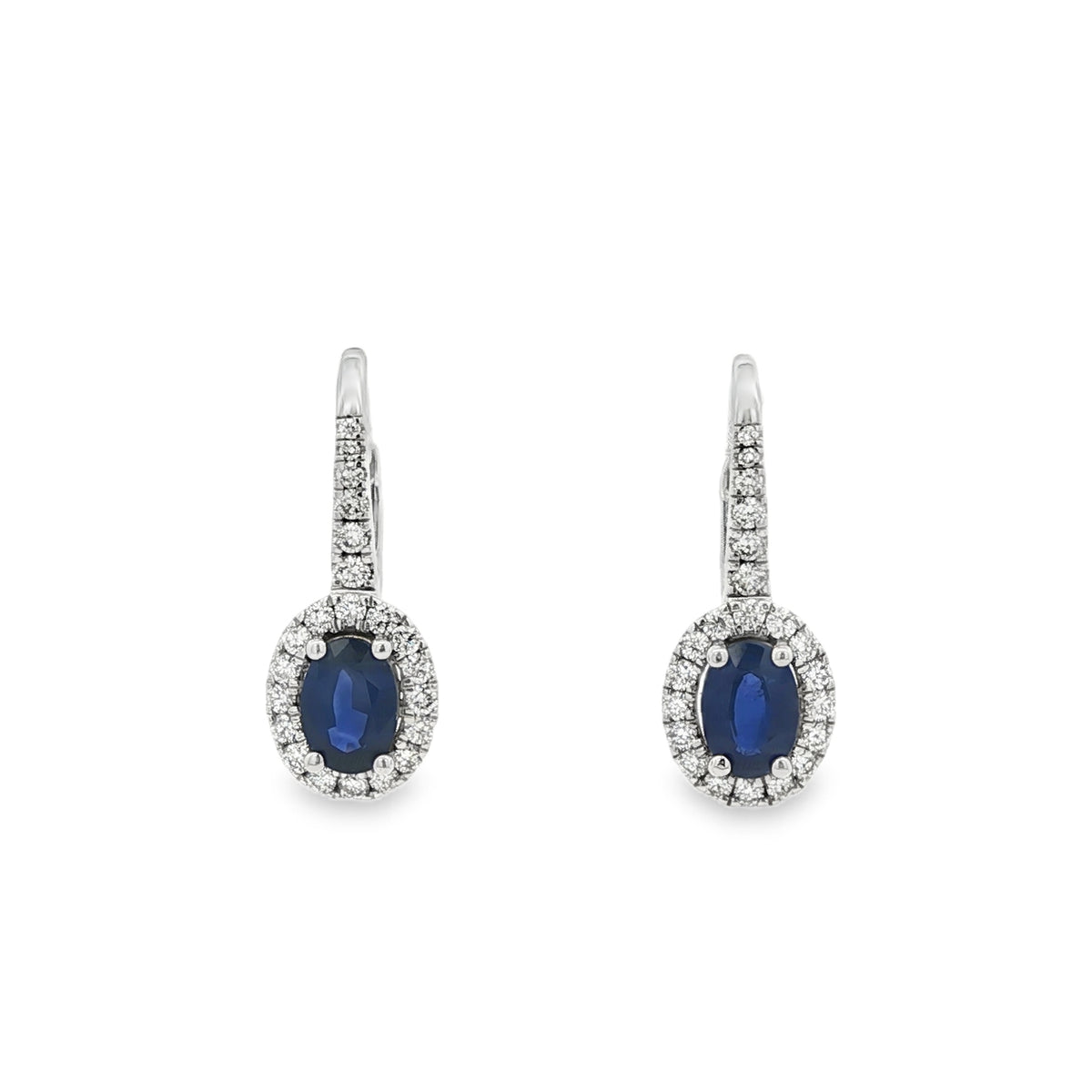 Sapphire & Diamond Oval Platinum Drop Earrings