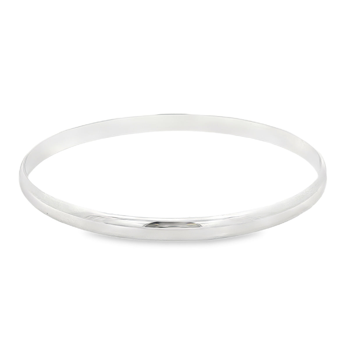 Silver Solid D-Shape 5mm Bangle