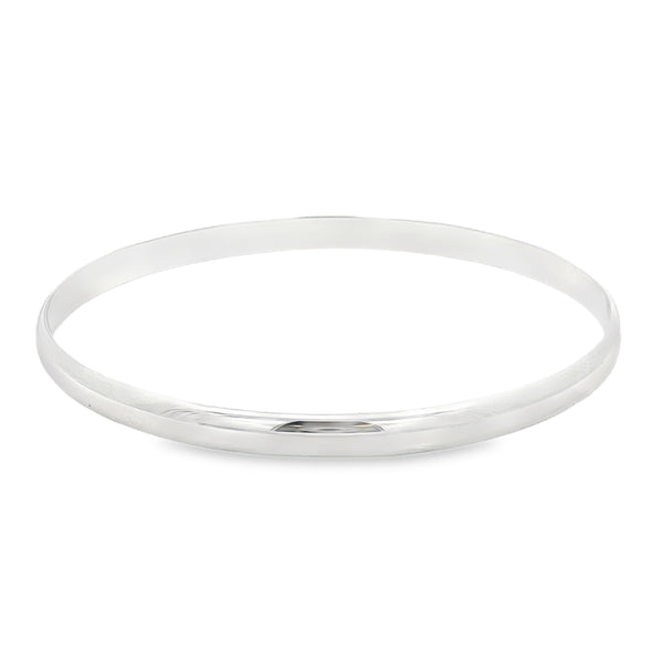 Silver Solid D-Shape 5mm Bangle