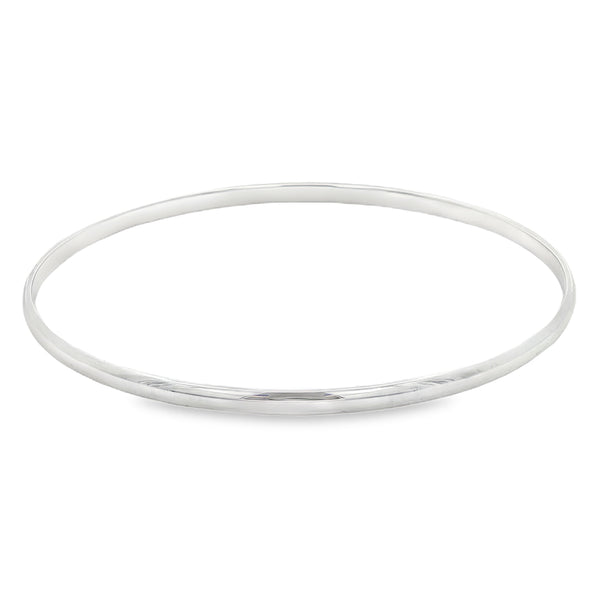 Silver Solid D-Shape 3mm Bangle