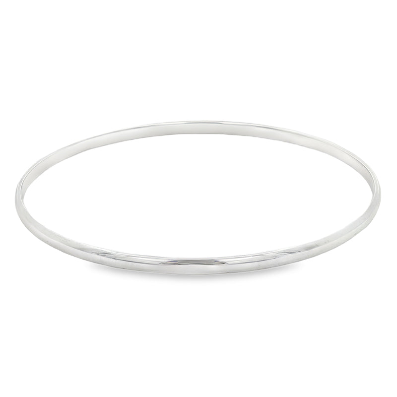 Silver Solid D-Shape 3mm Bangle
