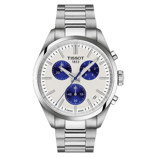 Tissot PR 100 Silver & Blue Chronograph 40mm Watch T150.417.11.011.00