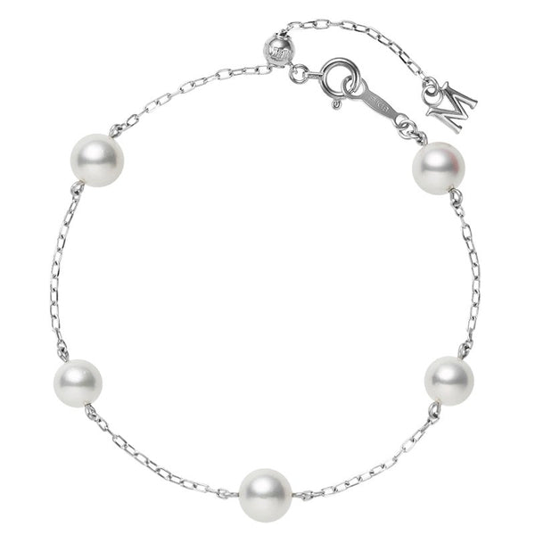 Mikimoto Akoya Cultured Pearl Chain Bracelet in 18ct White Gold