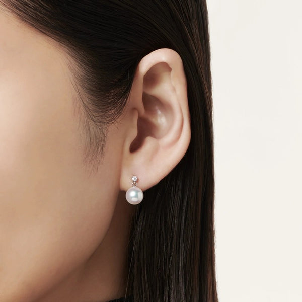 Mikimoto Akoya Cultured 7.25mm 18ct White Gold Drop Earrings