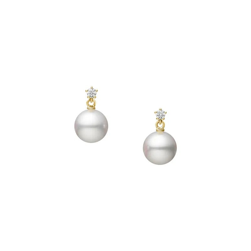 Mikimoto Akoya Cultured 7.25mm 18ct Yellow Gold Drop Earrings