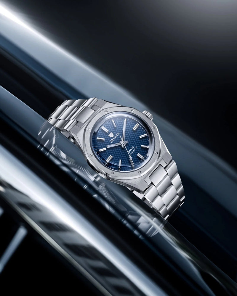 Nivada Grenchen F77 Blue No Date 41mm Watch 68041A77B