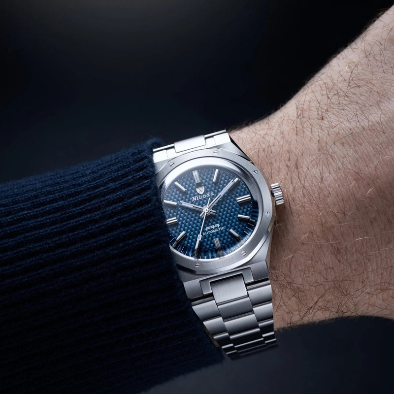Nivada Grenchen F77 Blue No Date 41mm Watch 68041A77B