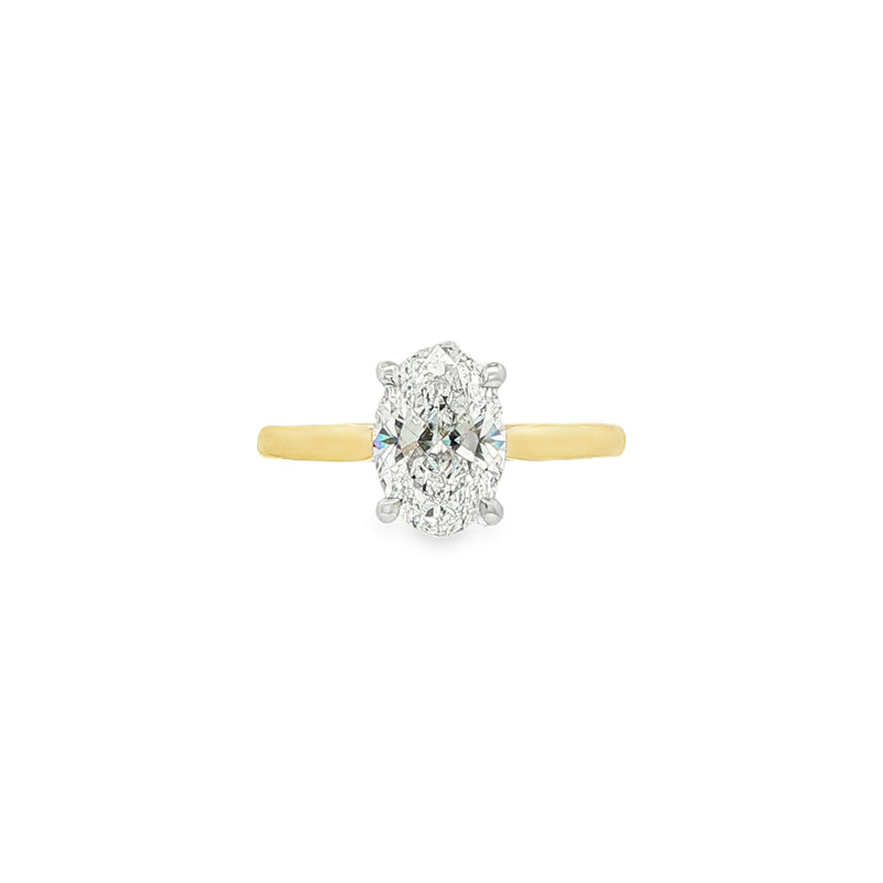 Oval Cut 1.57ct Lab Grown Diamond 18ct Yellow Gold & Platinum Ring
