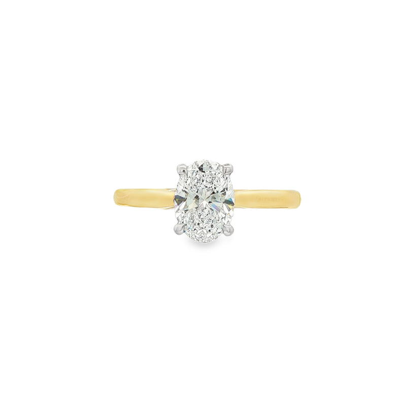 Oval Cut 1.06ct Lab Grown Diamond 18ct Yellow Gold & Platinum Ring