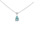 Aquamarine & Diamond Pear Cut 18ct White Gold Pendant
