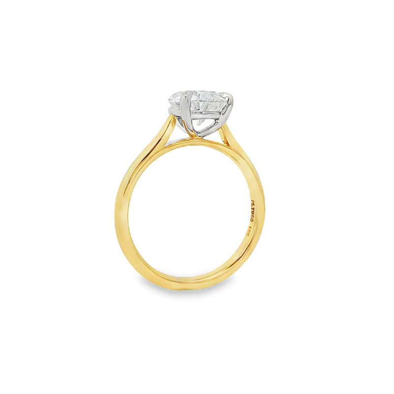 Pear Cut 2.18ct Lab Grown Diamond 18ct Yellow Gold & Platinum Ring