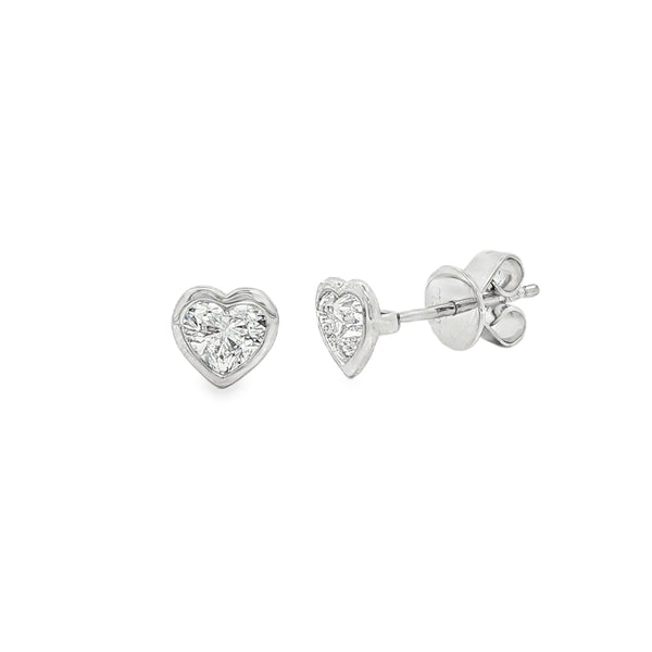 Diamond Heart Shape 0.81ct Platinum Stud Earrings