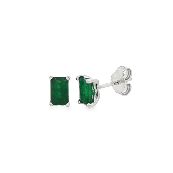 Emerald 1.17ct 18ct White Gold Stud Earrings
