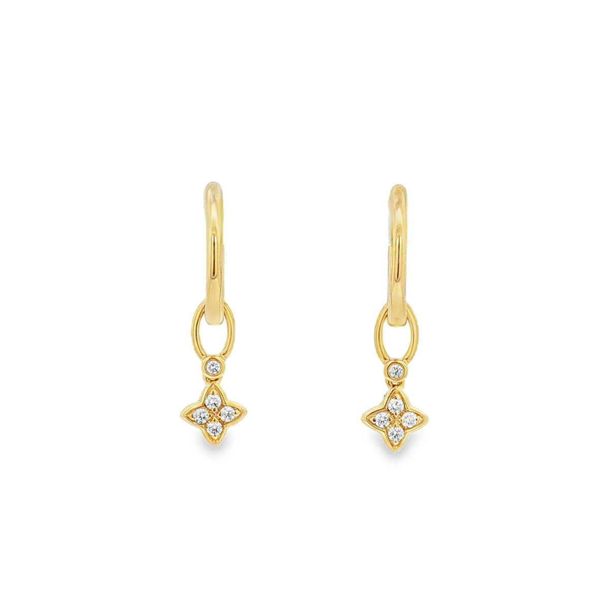 Diamond Drop 0.13ct 18ct Yellow Gold Hoop Earrings