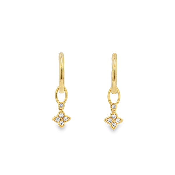 Diamond Drop 0.13ct 18ct Yellow Gold Hoop Earrings