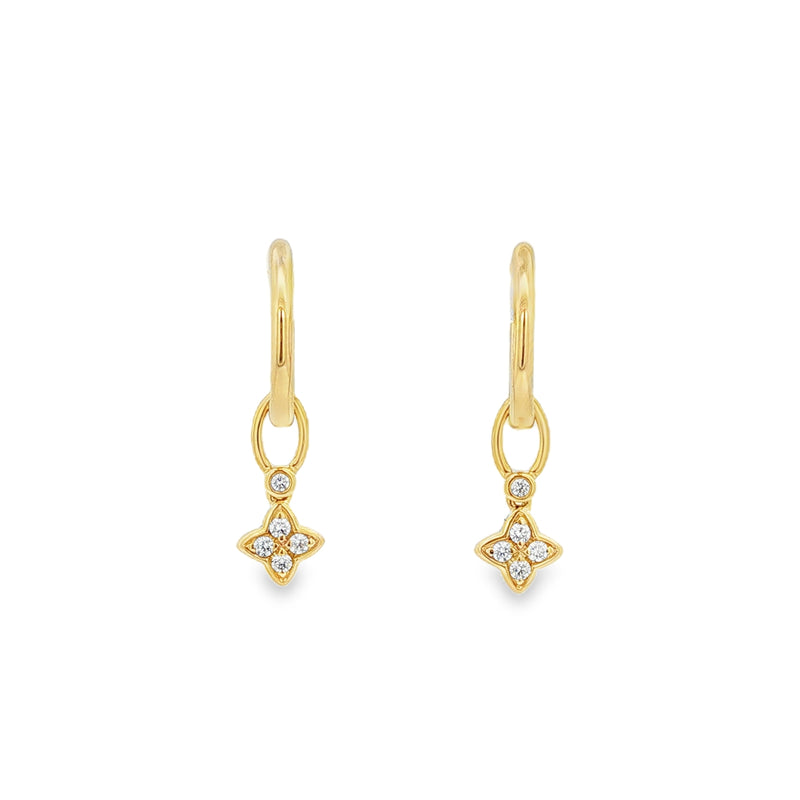 Diamond Drop 0.13ct 18ct Yellow Gold Hoop Earrings