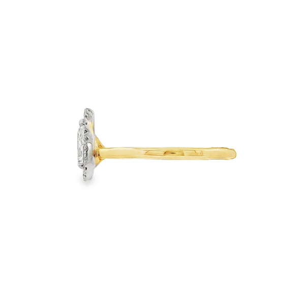 18ct Yellow Gold Pear Cut 0.50ct Diamond Halo Ring