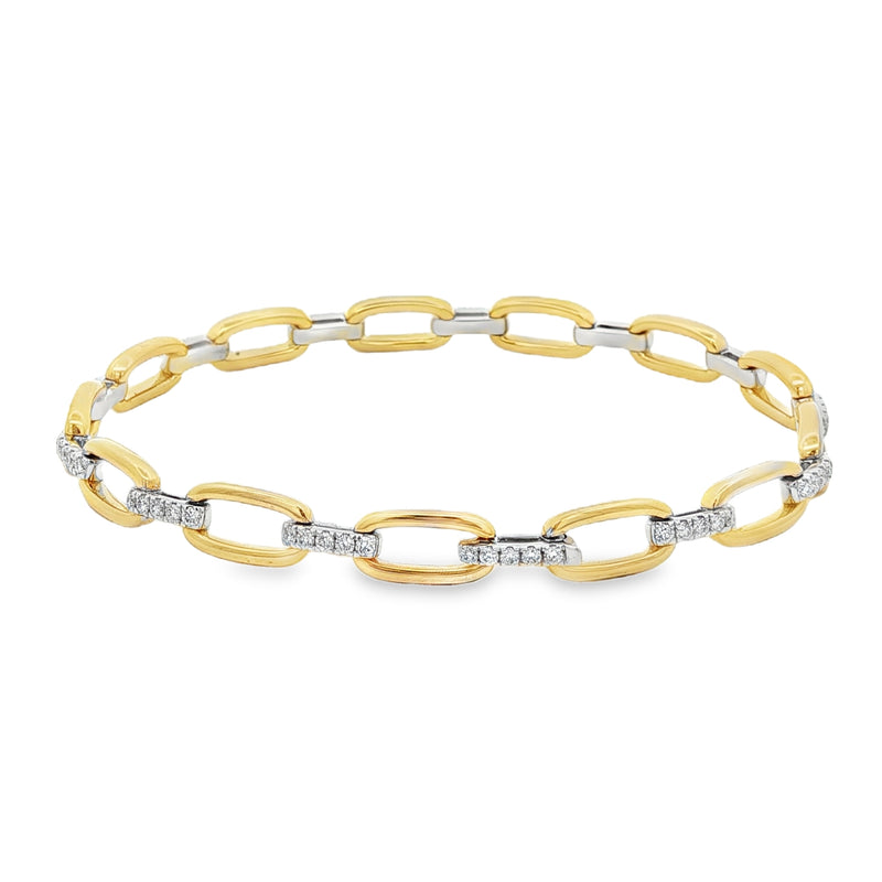 Diamond & Plain Link 0.71ct 18ct Yellow & White Gold Bracelet