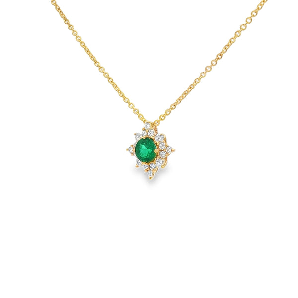 Emerald & Diamond 18ct Yellow Gold Star Pendant