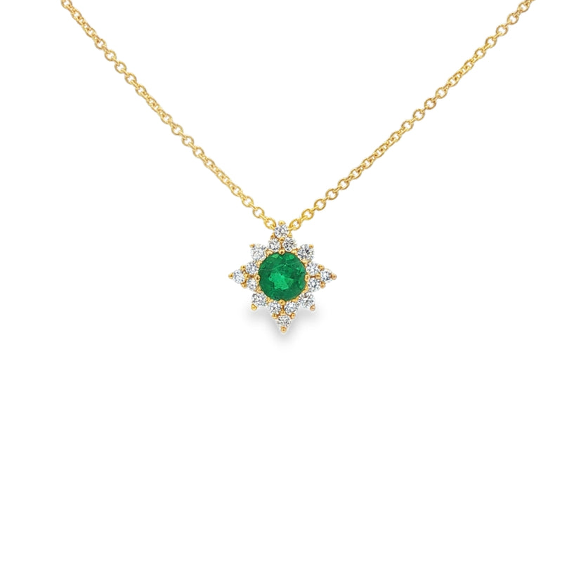 Emerald & Diamond 18ct Yellow Gold Star Pendant