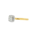 18ct Yellow & White Gold Round Brilliant Cut 0.52ct Cushion Halo Ring