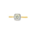 18ct Yellow & White Gold Round Brilliant Cut 0.52ct Cushion Halo Ring