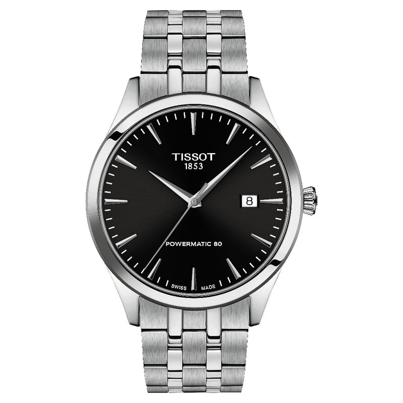 Tissot Classic Dream Steel 40mm Powermatic 80 Black Dial Watch T1584071105100