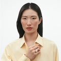 Georg Jensen Daisy Layered Ring, 18ct Gold Plated, White Enamel
