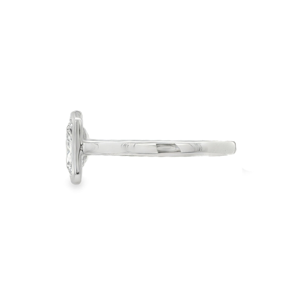 Radiant Cut 1.59ct Rub Over Lab Grown Diamond, Platinum Ring