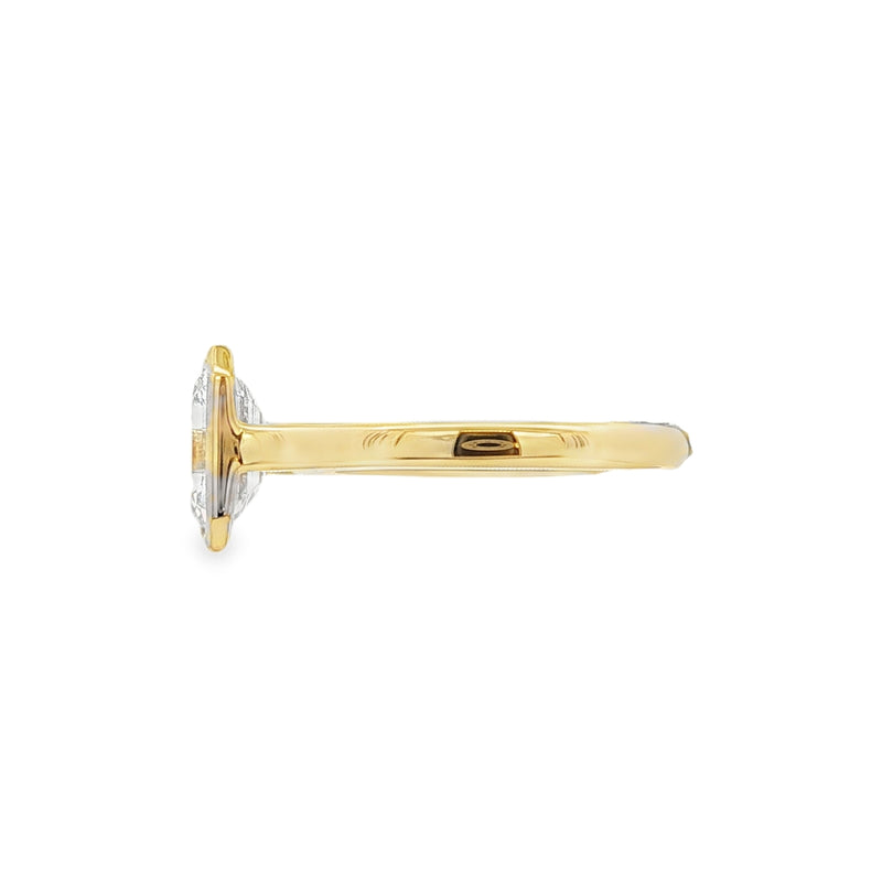 Emerald Cut 1.52ct Rub Over Lab Grown Diamond, 18ct Yellow Gold Ring