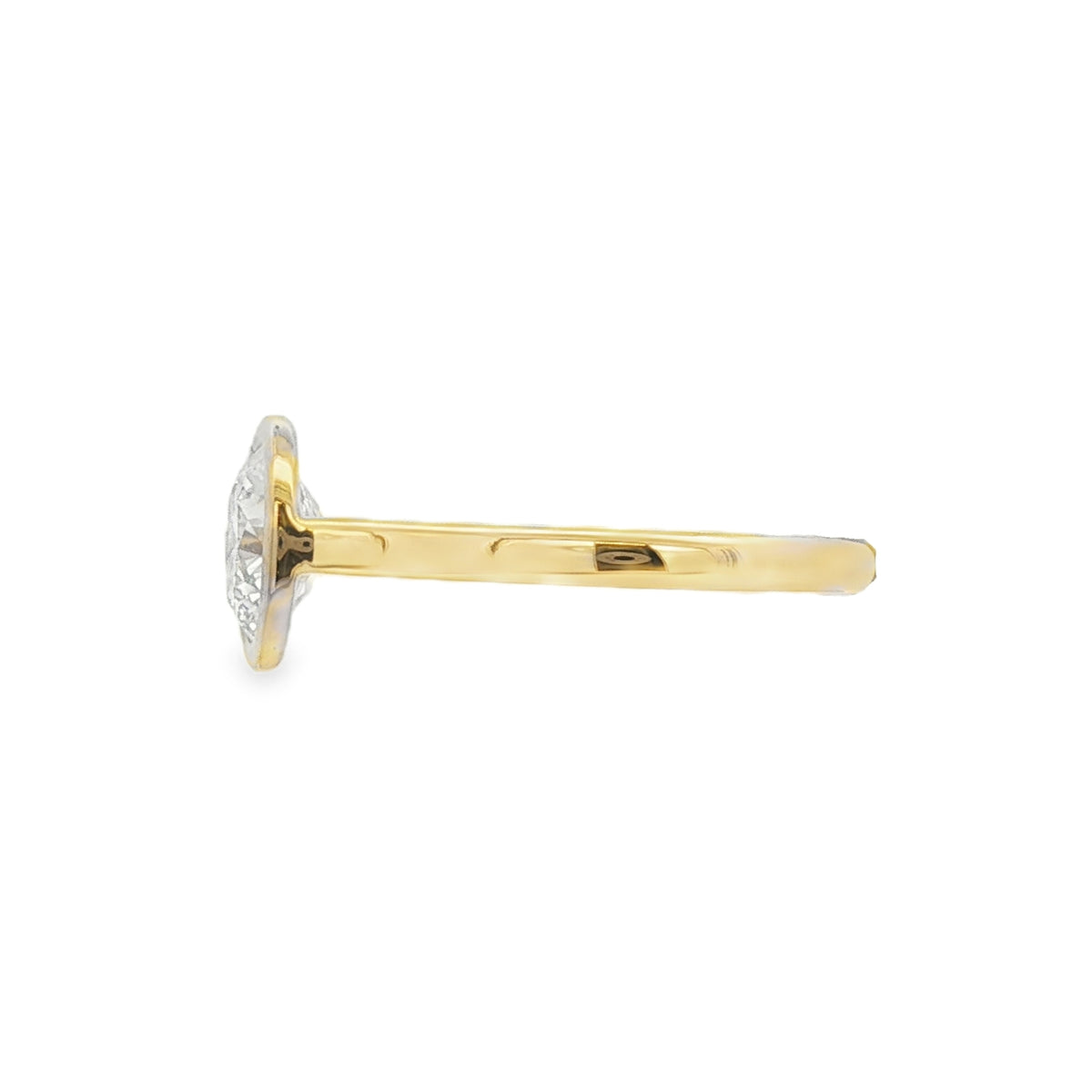 Round Brilliant Cut 1.50ct Rub Over Lab Grown Diamond, 18ct Yellow Gold Ring