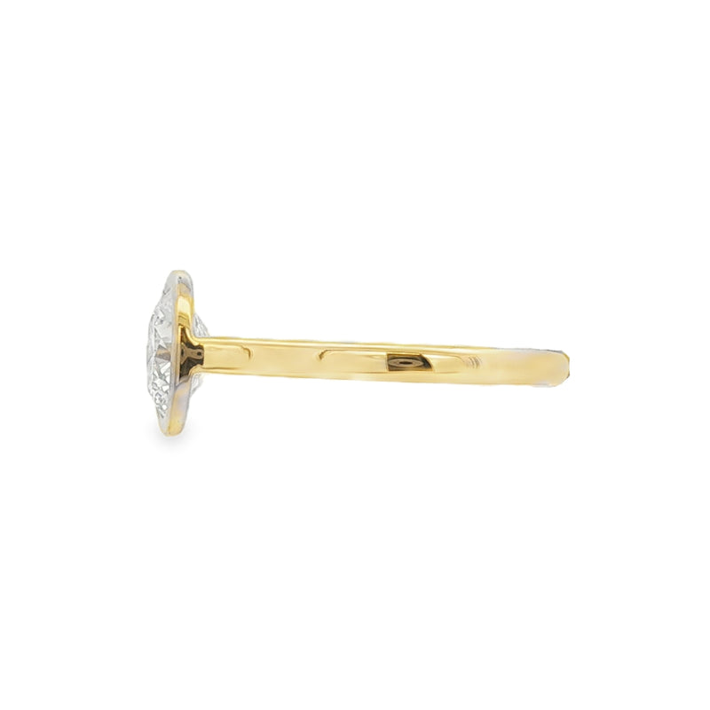 Round Brilliant Cut 1.50ct Rub Over Lab Grown Diamond, 18ct Yellow Gold Ring
