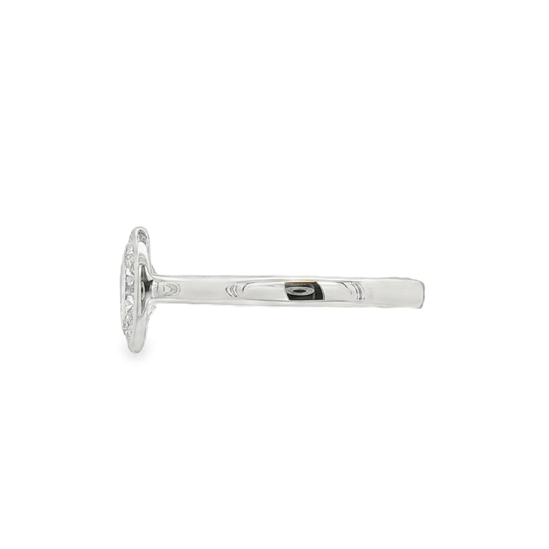 Oval Cut 1.01ct Rub Over Diamond, Platinum Ring