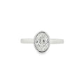 Oval Cut 1.01ct Rub Over Diamond, Platinum Ring