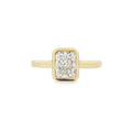Radiant Cut 1.01ct Rub Over Diamond, 18ct Yellow Gold Ring