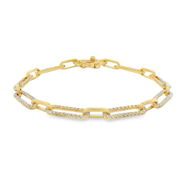 Diamond & Plain Paper Link 1.38ct, 18ct Yellow Gold Bracelet
