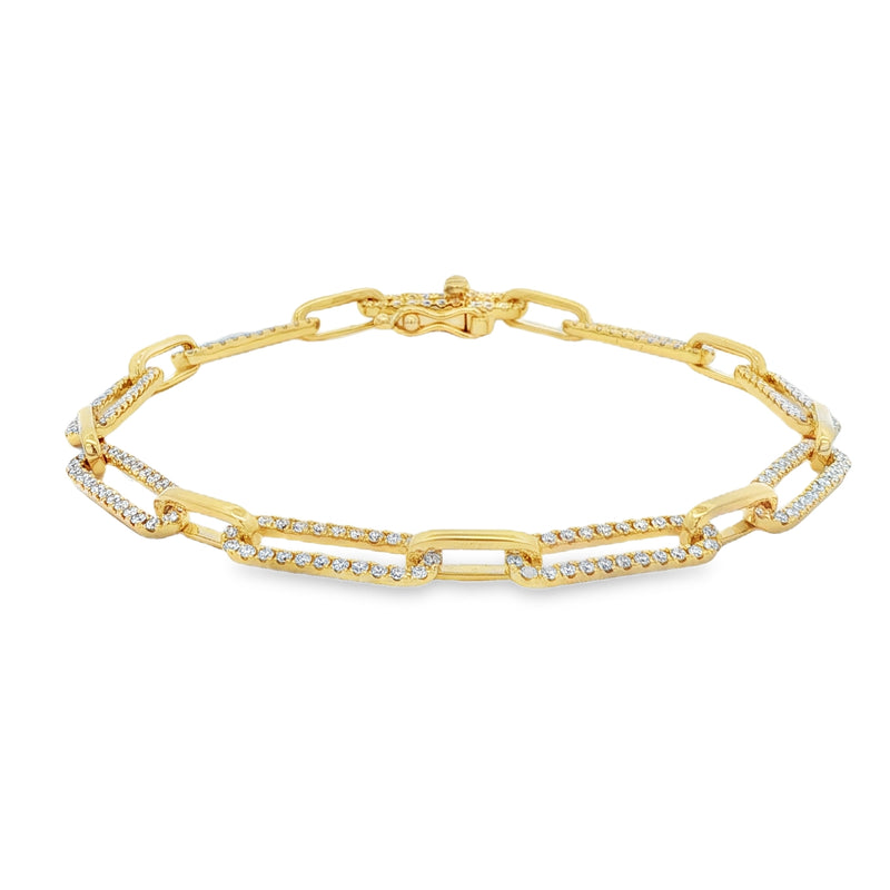 Diamond & Plain Paper Link 1.38ct, 18ct Yellow Gold Bracelet